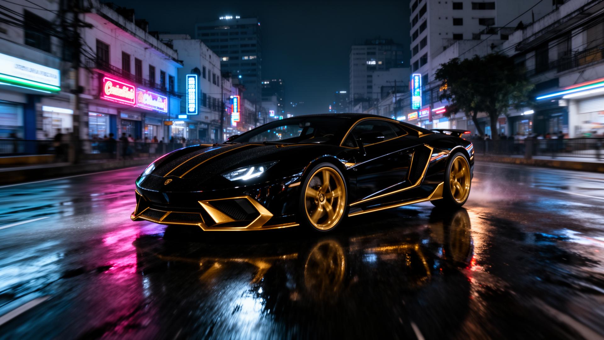 Carro de lujo en Ciudad de Guatemala de noche